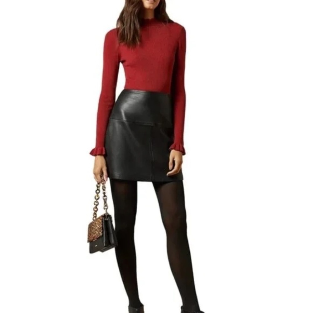 Ted Baker black VALIANT leather miniskirt size 3 (US 8)